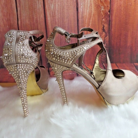 Sam Edelman Shoes - Sam Edelman  Pryce Satin Spiked Platform Heels 8